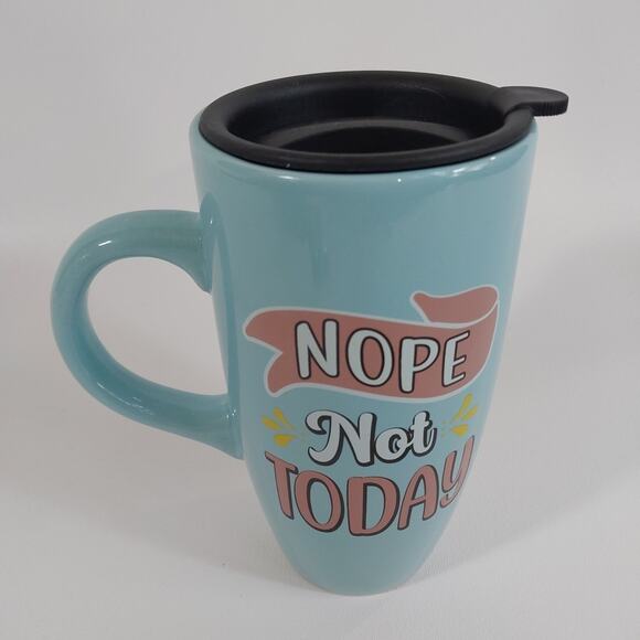 "Nope Not Today" Coffee Mug Large Capacity Ceramic by Dat’l Do It, Inc. w/ Lid - Picture 2 of 4